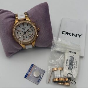 DKNY Gold and White Chronograph Watch